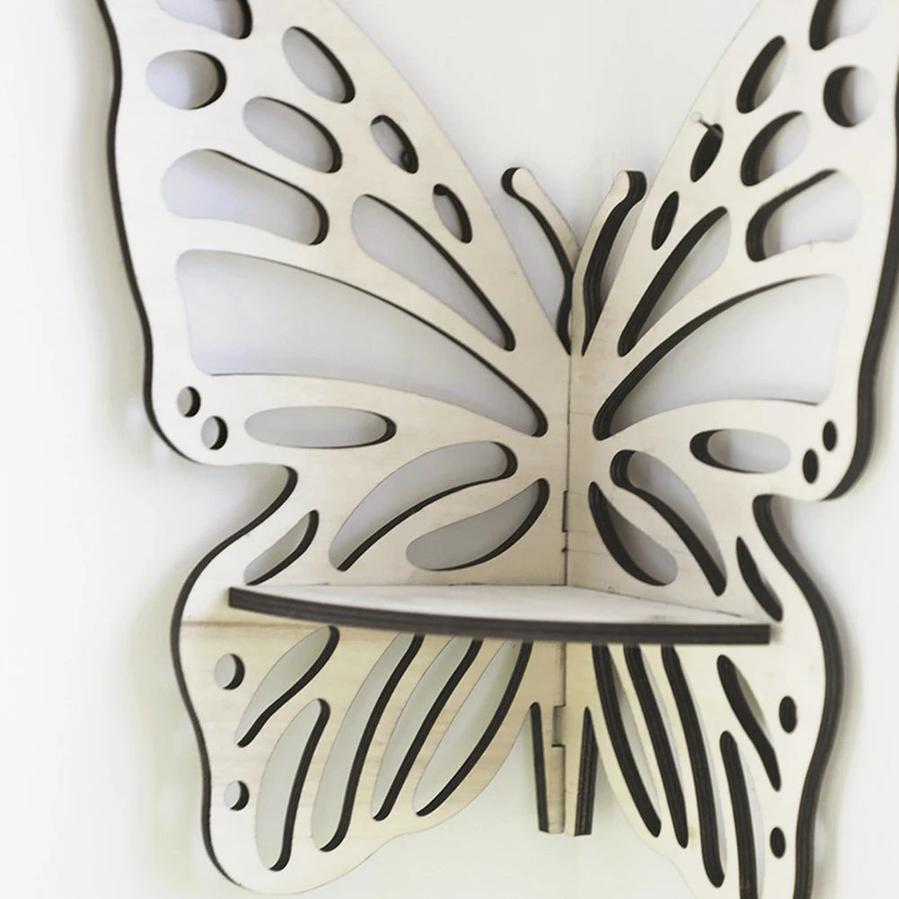 Etagère d'angle papillon en bois