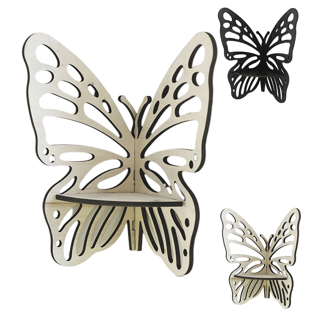 Etagère d'angle papillon en bois