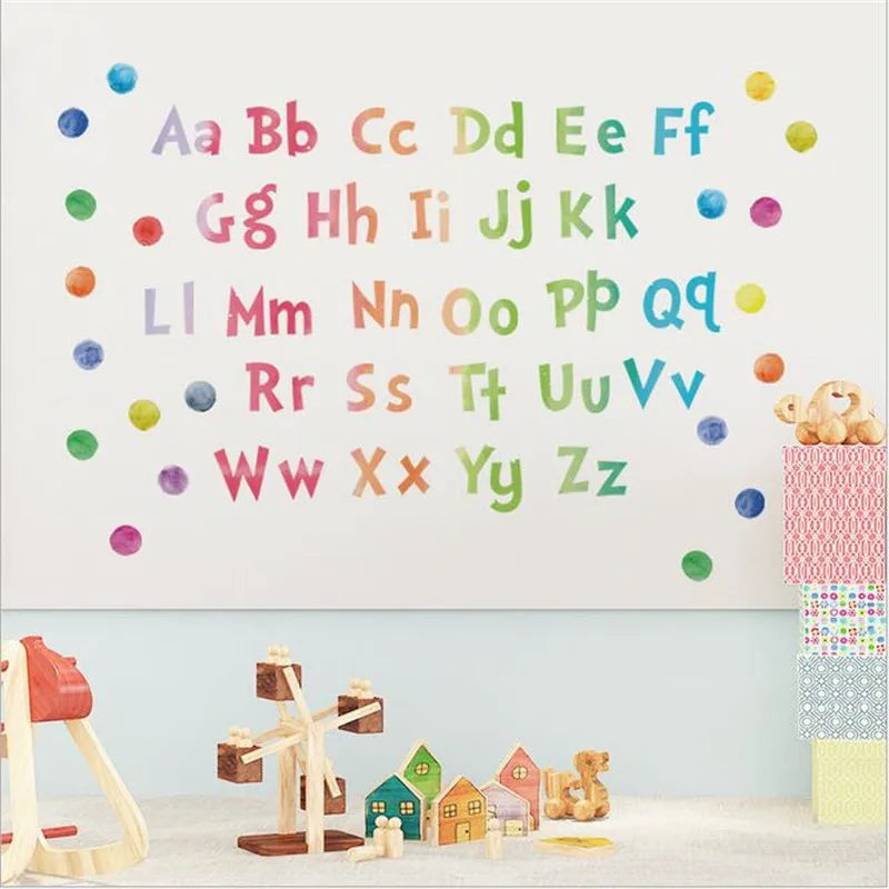 Stickers muraux alphabet multicolore ludiques