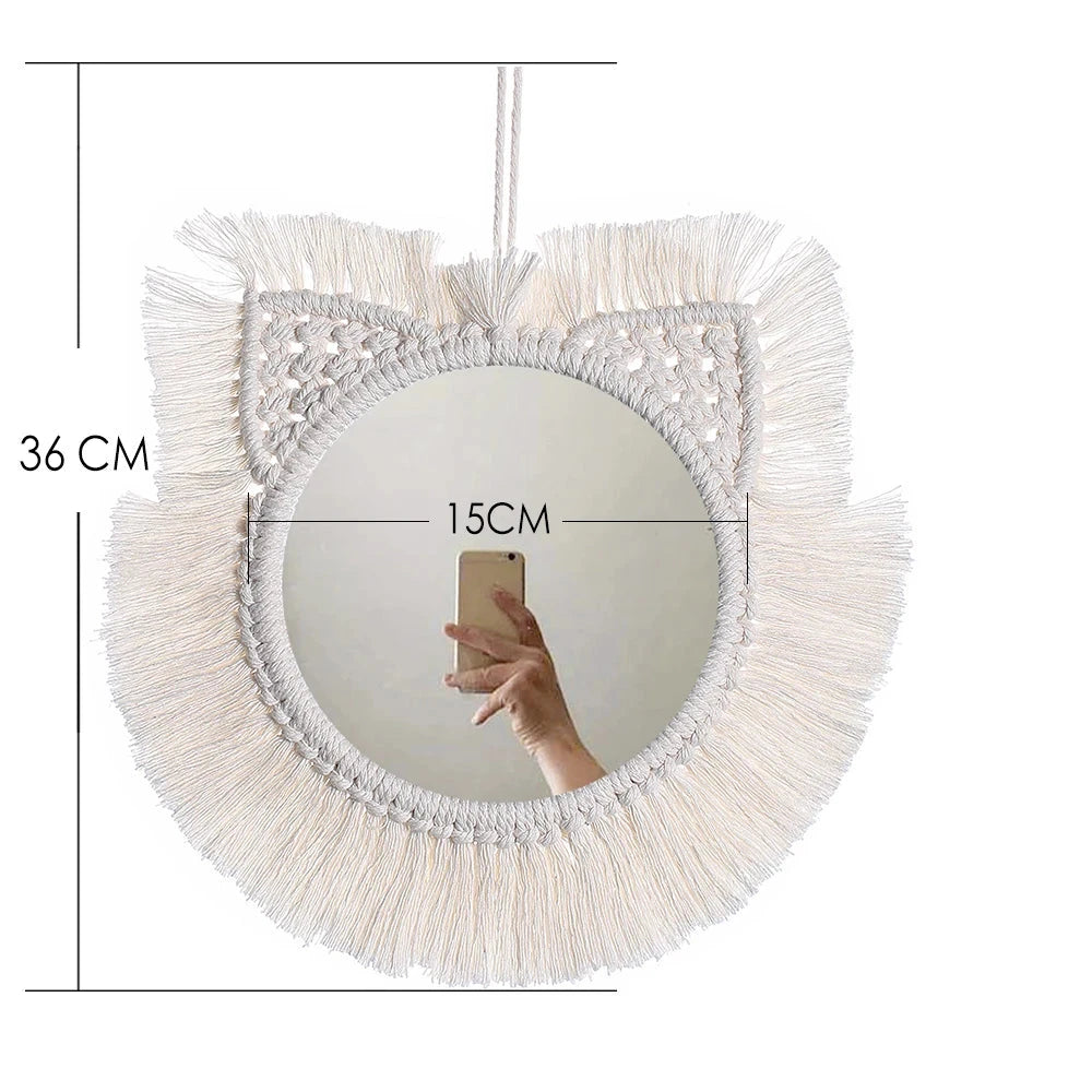 Miroir en macramé décoration pour chambre d'enfants