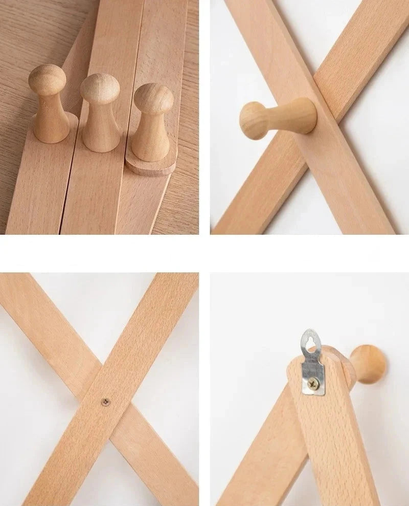 Porte manteaux extensible en bois naturel