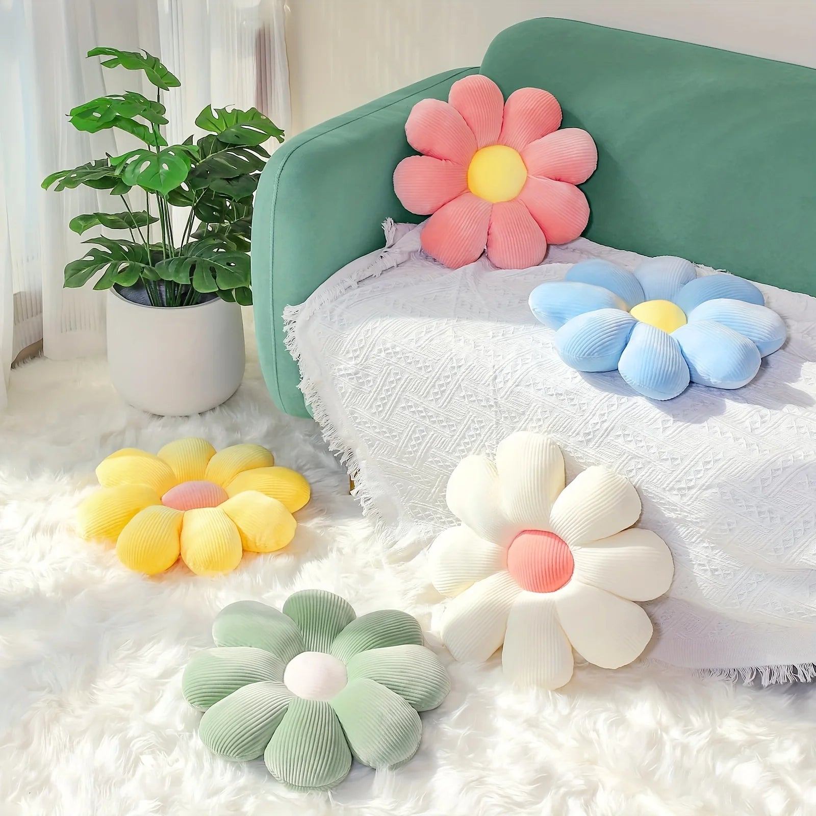 Coussin fleurs tout doux en velours