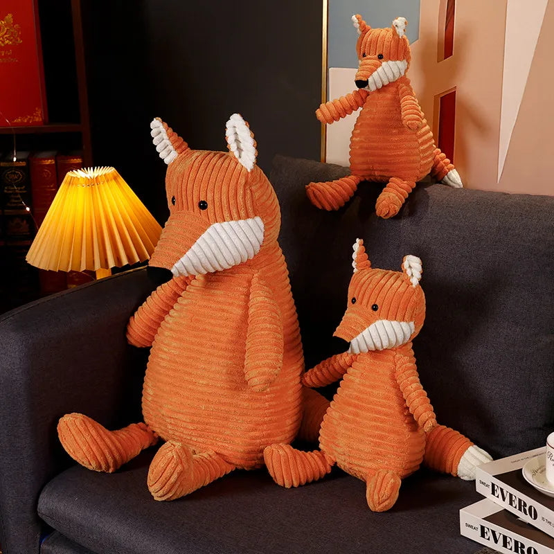 Peluche renard côtelée pour enfants douce