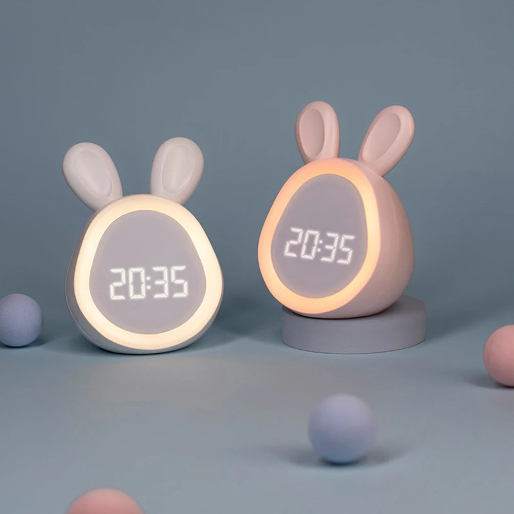 Réveil lapin mignon avec veilleuse lumineuse