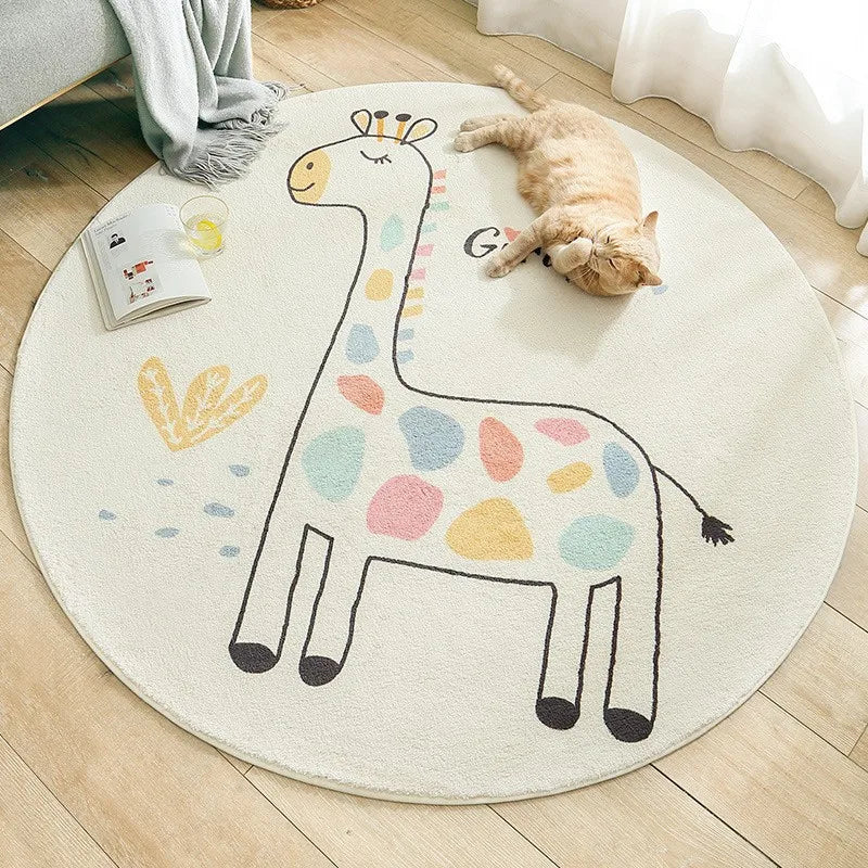 Tapis rond girafe ludique pour chambre d'enfants