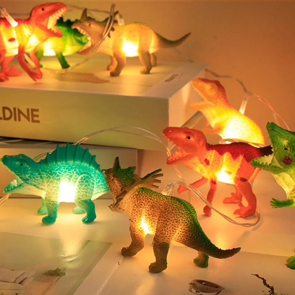 Guirlande dinosaures lumineuse colorée