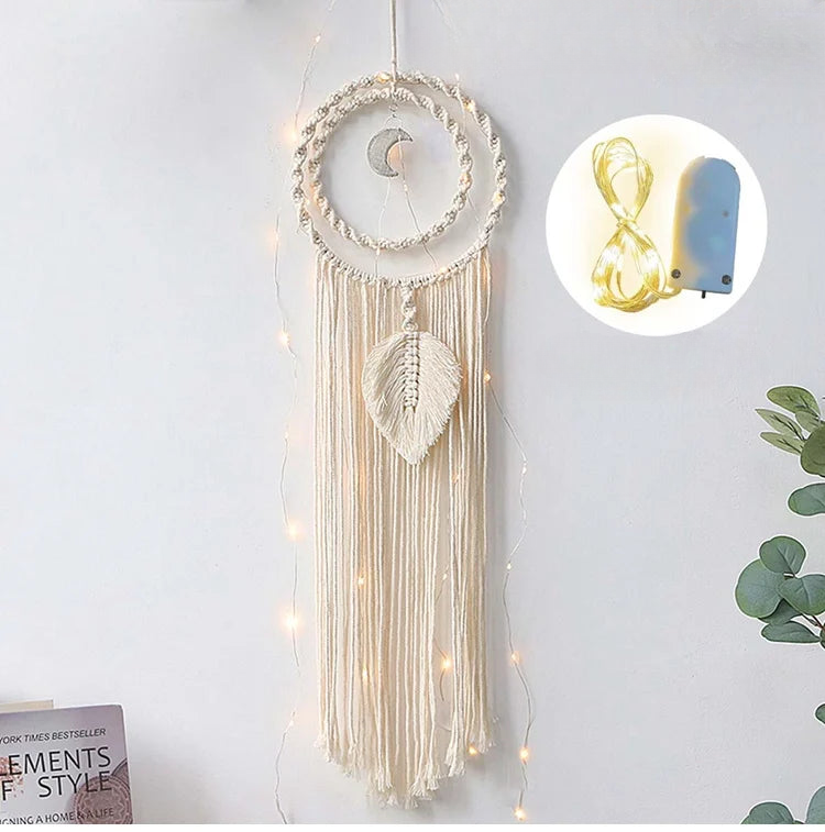 Attrape rêves en macramé avec lumières