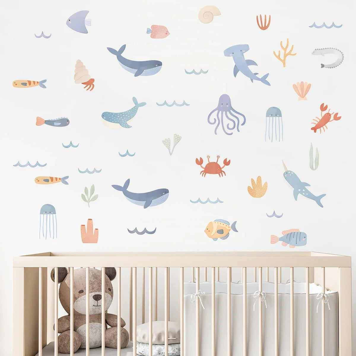 Stickers muraux animaux marins pour enfants