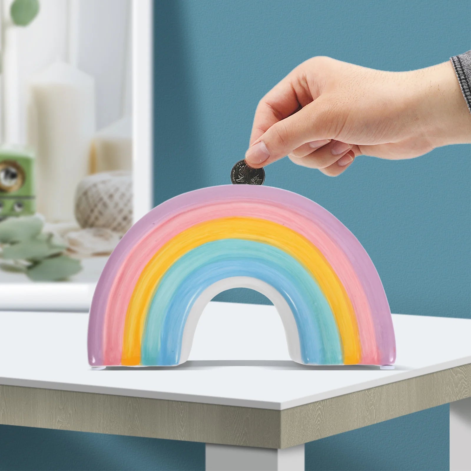 Tirelire arc en ciel pour chambre d'enfants